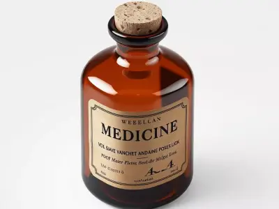 Vintage Medicine Bottle with Cork Low-poly 3D model