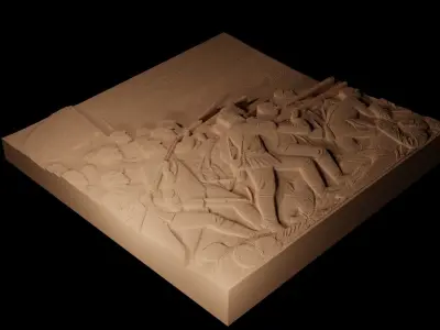 Battle CNC 3d Print High Relief Sand Casting 3D print model