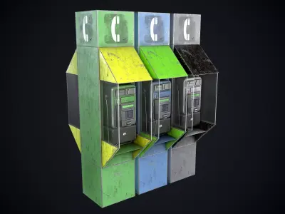 Payphone Dirty different colors Low-poly 3D model