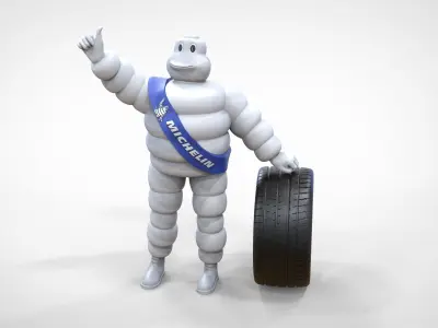 Michelin man with his tire 3D print model