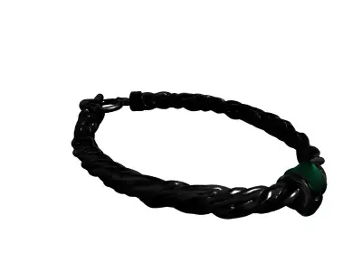 Braided Silver Bracelet Green Gemstone Low-poly 3D model