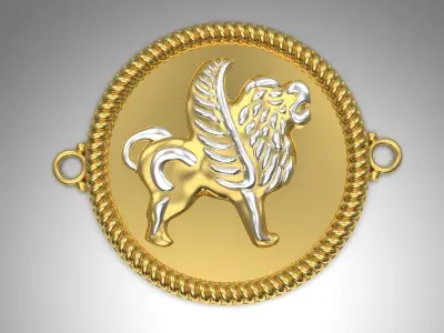 Ancient lion pendant 3D print model