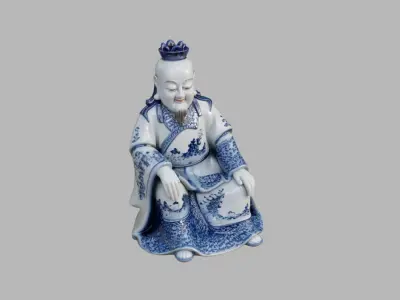 Porcelain Sitting Statue Low-poly 3D model