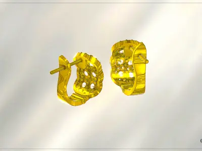 LUXURY GOLDEN EARRINGS FOR WOMAN Low-poly 3D model