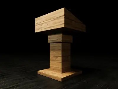 Wood Rostrum and Prompter 3D model