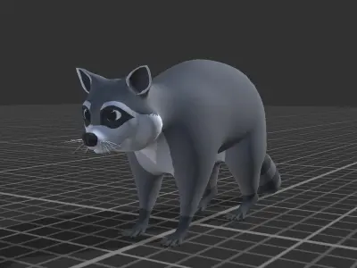 Cartoon Raccoon Low-poly 3D model buy