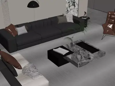Modern Luxury Living Room with Sophisticated Decor 3D model