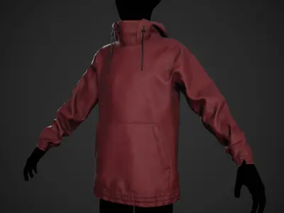Red Snowboard Hoodie Style 2 Low-poly 3D model