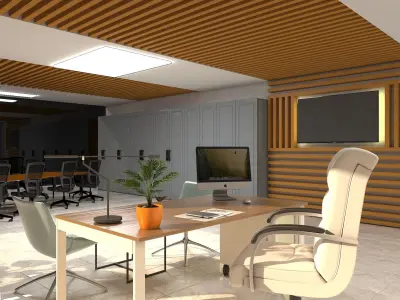 Office screen of video game 3D model