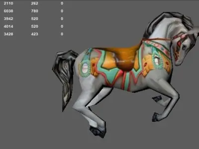 Spinning carousel with horses up and down Low-poly 3D model