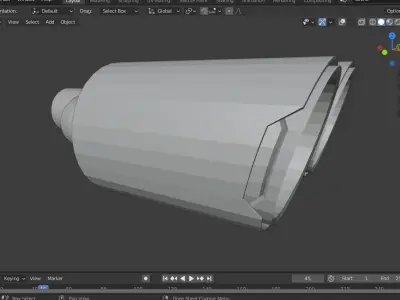 Dual Carbon Exhaust Pipe for Tuned Cars Low-poly 3D model