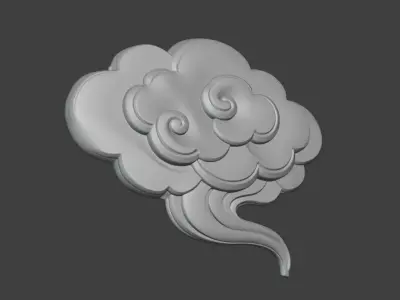 A 3D sculpture of auspicious cloud with cloud pattern decoration 3D print model