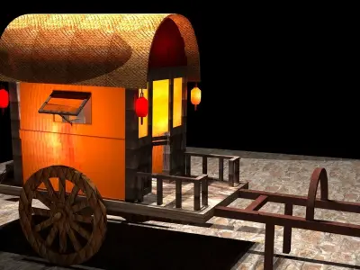 Chinese carriage Low-poly 3D model