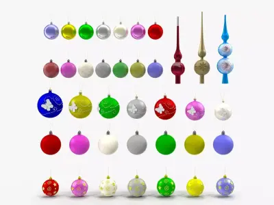 Christmas Balls Low-poly 3D model