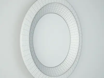 Old Javanese Tambourine Wood Mirror 3D model