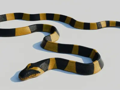 Rigged Banded Krait - Game Ready - PBR Low-poly 3D model