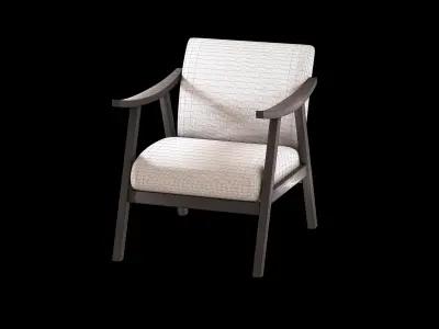 Modern Mid-Century Upholstered Armchair Low-Poly 3D PBR  Low-poly 3D model