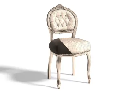 Luxury Baroque Dining Chair  Silver Frame with Black Upholstery 3D model