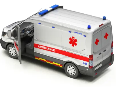 Ambulance Car 2-V5 Low-poly 3D model