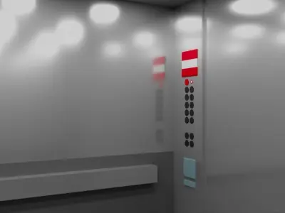 Elevator hospital corridor with chairs 3D model