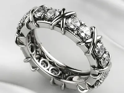 X Ring 3mm Stones Gold 3D print model