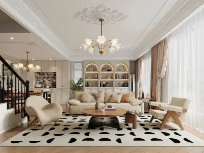 luxury living room dining room interior scenes  06 3D model