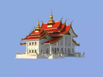 Southeast Asian - Style Hotel 3D model
