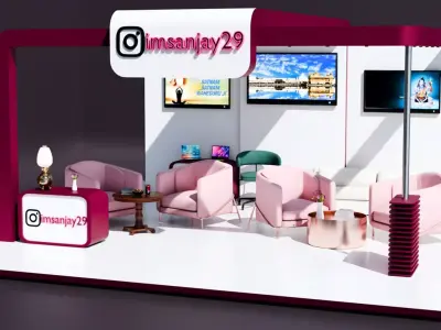 luxury 3D exhibition booth modern trade show stall office 3D model