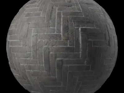 Pavement Materials 47- HerringBone Stone Paving Sbsar Seamless Texture