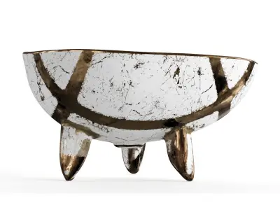 Handmade Gold Ceramic Bowl - Egg shape  3D model