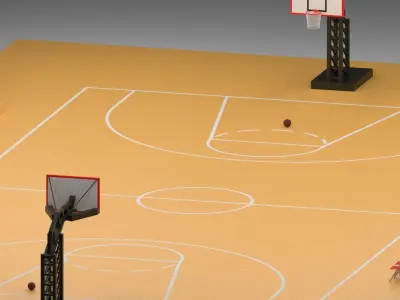 Cartoon Basketball Gym 2 Low-poly 3D model