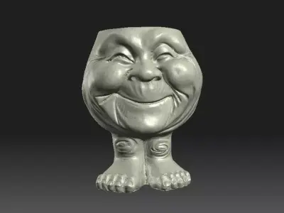 FlowerpotSmileGrandma statue of smiling face 3D print model