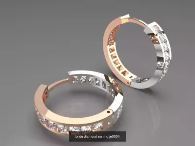 Complete Collection of Gemstone Hoop Earrings  3D Model Pack