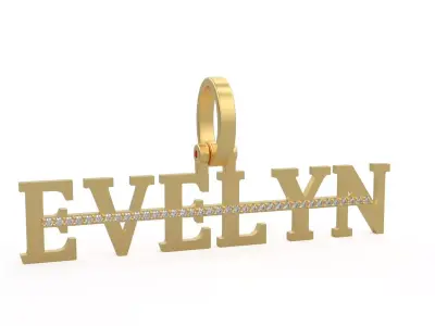 Model 1144 Evelyn Name Pendant Stripe Diamond 3D print model