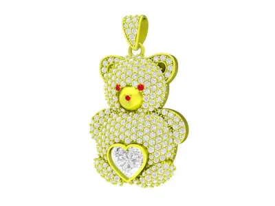 A7831 Luxury Teddy Bear Pave Pendant with Heart Design 3D print model