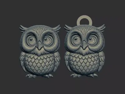 owl cartoon keychain cnc model 3D print model