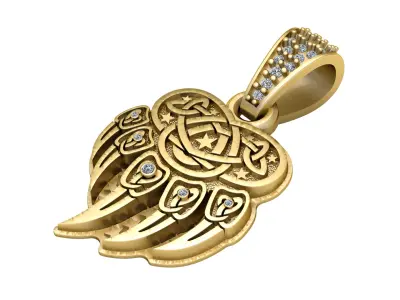 BEAR PAW DAIMOND PENDANT 3D PRINTABLE MODEL  3D print model