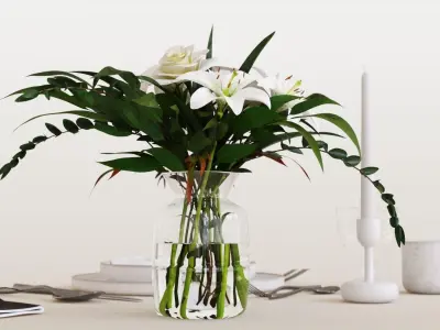 Classic restaurant table setting tableware 3D model