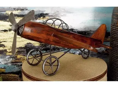 Styled Wood Metal Airplane Sculpture 3D model