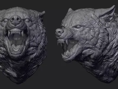 Wolf face head 3D print model