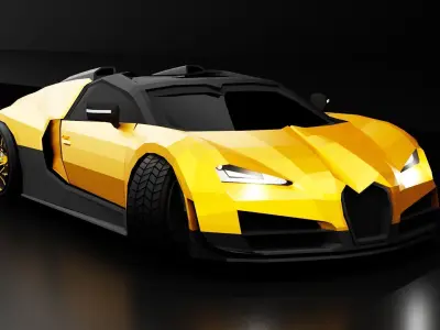 Baguette Voryen 2-33 Ultimate Super - Low Poly Generic Hyper Car Low-poly 3D model