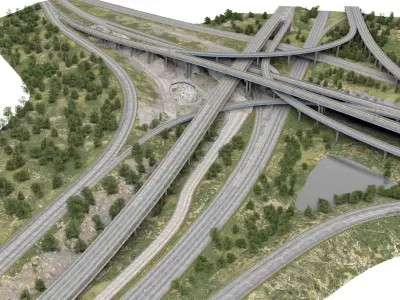 I-95 Highway Interstate Miami Florida Low-poly 3D model