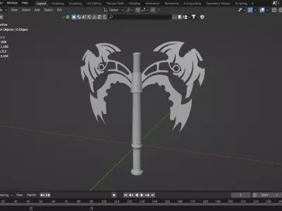 Rusty Double Blade Battle Axe Low-poly 3D model