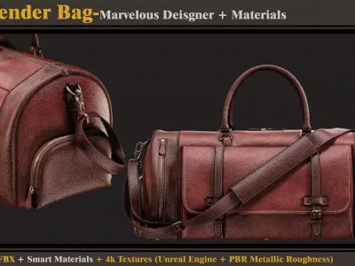 Weekender Bag-MD-Clo3d-3 Smart Material- Textures- OBJ-FBX 3D model