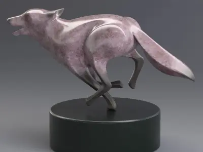 Twilight fox sculpture printable 3D model 3D print model