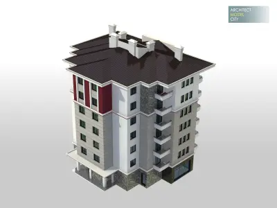 New Apartment Architectural 3d Model with Render Scene Low-poly 3D model