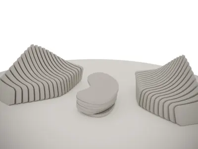 Modern Parametric Lounge Bench  Corona Rendered  Free 3D model