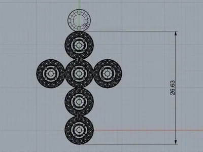 CROSS PENDANT FOR 3MM CENTER STONE AND 1MM HALO STONE 3D print model