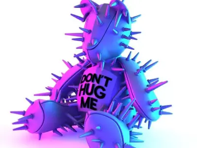 Teddy Bear Punk Dont Huge Me toy 3D print model