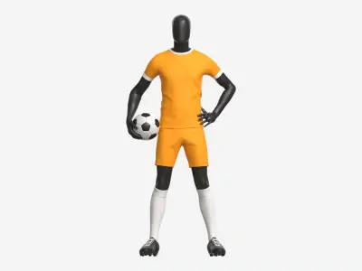 Male Mannequin in Soccer Uniform with Ball 01 3D model